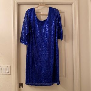 Blue Sequin Mini Dress
